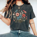 Large Pepper Wildflower Bouquet Comfort Colors Tee, Floral Wild Shirt, Flower Patch Tee