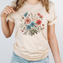 XXL Cream Wildflower Bouquet Graphic Tee, Floral Wild Shirt, Flower Patch Tee