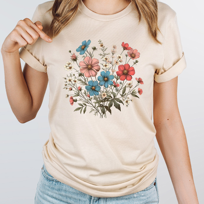 Wildflower Bouquet Graphic Tee, Floral Wild Shirt, Flower Patch Tee