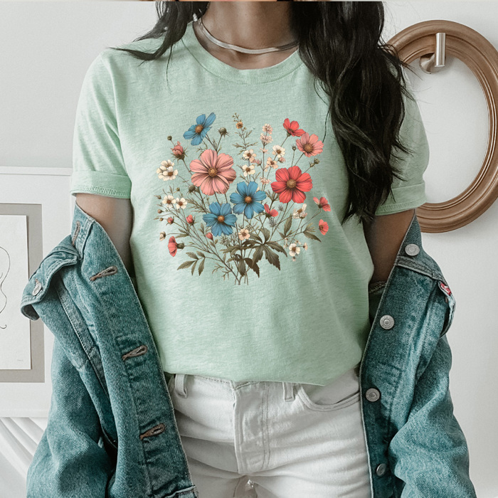 Wildflower Bouquet Graphic Tee, Floral Wild Shirt, Flower Patch Tee