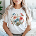 XXL White Wildflower Bouquet Graphic Tee, Floral Wild Shirt, Flower Patch Tee