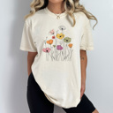 Large Ivory Wild Poppies Doodle Flowers Comfort Colors Tee, Colorful Spring Time Floral Shirt, Summer Tee 