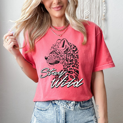 Stay Wild Leopard Comfort Colors Tee, Edgy Graphic Tee, Fierce Shirt