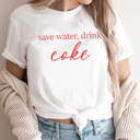 XXL White Save Water Drink Soda Graphic Tee, Caffeine Lover Shirt 