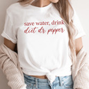 Small White Save Water Drink Soda Graphic Tee, Caffeine Lover Shirt 