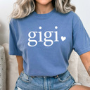 Small Blue Jean Gigi Mom Heart Comfort Colors Tee, Mother's Day Shirt, Abuela, Auntie, Gigi, Grammy, Grandma, Mama, Mimi, Mom, Mommy, Nana, Nany, Oma, Wifey