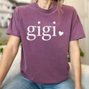 Small Berry Gigi Mom Heart Comfort Colors Tee, Mother's Day Shirt, Abuela, Auntie, Gigi, Grammy, Grandma, Mama, Mimi, Mom, Mommy, Nana, Nany, Oma, Wifey