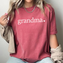 Small Crimson Grandma Mom Heart Comfort Colors Tee, Mother's Day Shirt, Abuela, Auntie, Gigi, Grammy, Grandma, Mama, Mimi, Mom, Mommy, Nana, Nany, Oma, Wifey