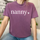 Small Berry Nanny Mom Heart Comfort Colors Tee, Mother's Day Shirt, Abuela, Auntie, Gigi, Grammy, Grandma, Mama, Mimi, Mom, Mommy, Nana, Nany, Oma, Wifey