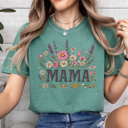 XXL Light Green Mama Flower Garden Comfort Colors Tee, Floral Mom Shirt, Spring Garden Tee