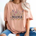XXL Peachy Mama Flower Garden Comfort Colors Tee, Floral Mom Shirt, Spring Garden Tee