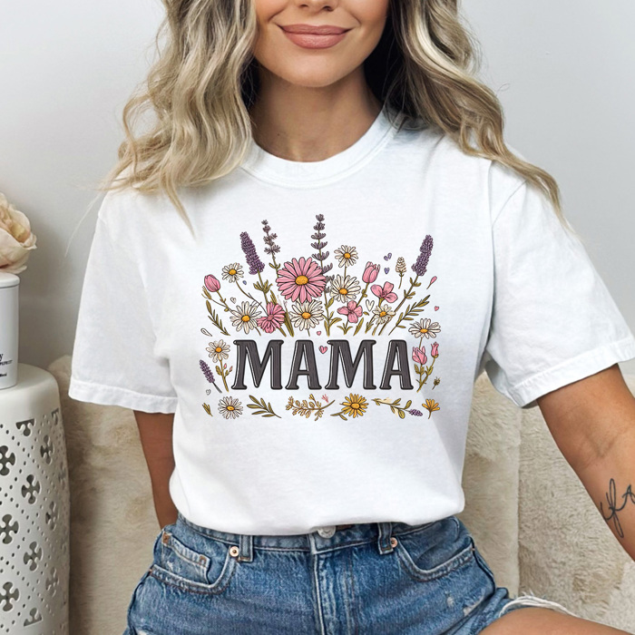Mama Flower Garden Comfort Colors Tee, Floral Mom Shirt, Spring Garden Tee