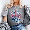 XXL Gray America Graffiti Style Comfort Colors Tee, Statue Of Liberty Shirt, 4th Of July Tee