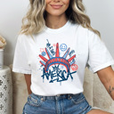 XL White America Graffiti Style Comfort Colors Tee, Statue Of Liberty Shirt, 4th Of July Tee