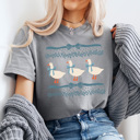 XL Gray Vintage Blue Ribbon Goose Comfort Colors Tee, Silly Goose Shirt, Coqutte Bow Tee 
