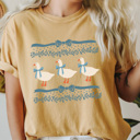 XXL Mustard Vintage Blue Ribbon Goose Comfort Colors Tee, Silly Goose Shirt, Coqutte Bow Tee 