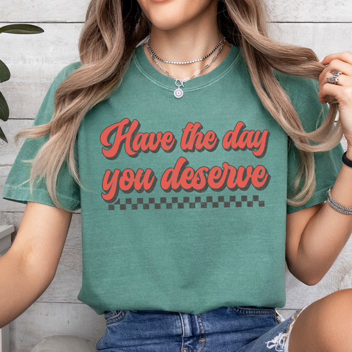 Have The Day You Deserve Comfort Colors Tee, Good Day Shirt, Checkered Tee