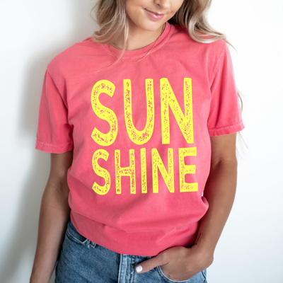 Sunshine Neon Summer Comfort Colors Tee, Sun Beach Shirt, Summer Sunshine Tee