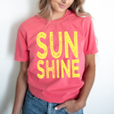 XXL Watermelon Sunshine Neon Summer Comfort Colors Tee, Sun Beach Shirt, Summer Sunshine Tee
