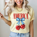 XXL Butter America Patriotic Cherries Comfort Colors Tee, 4th Of July Shirt, Stars And Stripes Graphic Tee