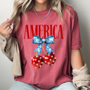 XXL Crimson America Patriotic Cherries Comfort Colors Tee, 4th Of July Shirt, Stars And Stripes Graphic Tee