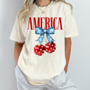 XXL Ivory America Patriotic Cherries Comfort Colors Tee, 4th Of July Shirt, Stars And Stripes Graphic Tee