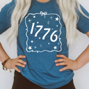 XXL Deep Teal 1776 Ribbon Patriotic Graphic Tee, 4th Of July Shirt, American Tee