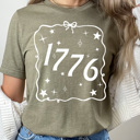 XXL Olive 1776 Ribbon Patriotic Graphic Tee, 4th Of July Shirt, American Tee