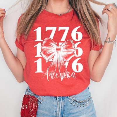 America 1776 Bow Graphic Tee, Patriotic American Shirt, 1776 4th Of July Tee