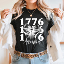 XXL Black America 1776 Bow Graphic Tee, Patriotic American Shirt, 1776 4th Of July Tee