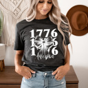 XXL Charcoal America 1776 Bow Graphic Tee, Patriotic American Shirt, 1776 4th Of July Tee