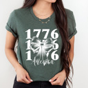 XXL Forest Green America 1776 Bow Graphic Tee, Patriotic American Shirt, 1776 4th Of July Tee