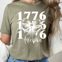XXL Olive America 1776 Bow Graphic Tee, Patriotic American Shirt, 1776 4th Of July Tee
