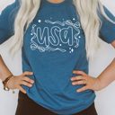 XXL Deep Teal USA Dainty Bow Graphic Tee, Stars And Bow Shirt, Patriotic Printed Tee, 4th Of July Tee