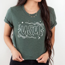 XXL Forest Green USA Dainty Bow Graphic Tee, Stars And Bow Shirt, Patriotic Printed Tee, 4th Of July Tee