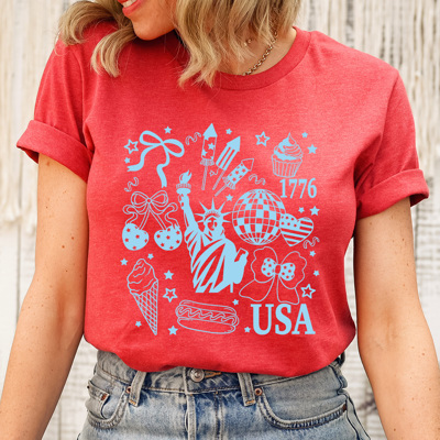 4th Of July Favorites Graphic Tee, Patriotic USA Shirt, American Summer Printed Tee