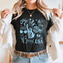 XXL Black 4th Of July Favorites Graphic Tee, Patriotic USA Shirt, American Summer Printed Tee