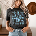XXL Charcoal 4th Of July Favorites Graphic Tee, Patriotic USA Shirt, American Summer Printed Tee