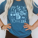 XXL Deep Teal 4th Of July Favorites Graphic Tee, Patriotic USA Shirt, American Summer Printed Tee