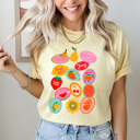 XXL Butter Summer Fruit Sticker Comfort Colors Tee, Fruity Sticker Collage Printed Tee, Sweet Fruit Shirt 