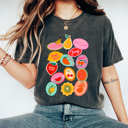 XL Pepper Summer Fruit Sticker Comfort Colors Tee, Fruity Sticker Collage Printed Tee, Sweet Fruit Shirt 