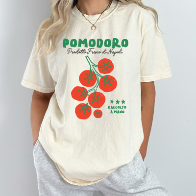 Vintage Tomatoes Italy Comfort Colors Tee, Pomodoro Prodotto Fresco Di Napoli Printed Tee, European Vintage Style Shirt