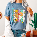 XXL Blue Jean Preppy Teacher Stacked Pencil Bow Comfort Colors Tee, Back To School Teacher Printed Tee, School Time Shirt