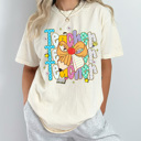 XXL Ivory Preppy Teacher Stacked Pencil Bow Comfort Colors Tee, Back To School Teacher Printed Tee, School Time Shirt