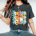 XXL Pepper Preppy Teacher Stacked Pencil Bow Comfort Colors Tee, Back To School Teacher Printed Tee, School Time Shirt