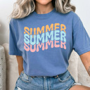 XXL Blue Jean Summer Stacked Comfort Colors Tee, Summer Fun Printed Tee, Colorful Summer Shirt