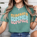 XXL Light Green Summer Stacked Comfort Colors Tee, Summer Fun Printed Tee, Colorful Summer Shirt