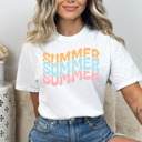 XXL White Summer Stacked Comfort Colors Tee, Summer Fun Printed Tee, Colorful Summer Shirt