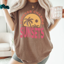 XXL Espresso Forever Chasing Sunsets Comfort Colors Tee, Summer Beach Printed Tee, Sunset Summer Tee