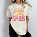 XXL Ivory Forever Chasing Sunsets Comfort Colors Tee, Summer Beach Printed Tee, Sunset Summer Tee